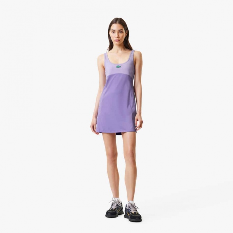 Women\'s Lacoste Lacoste x Bandier All Motion Colorblock Dress Purple | DHG374190