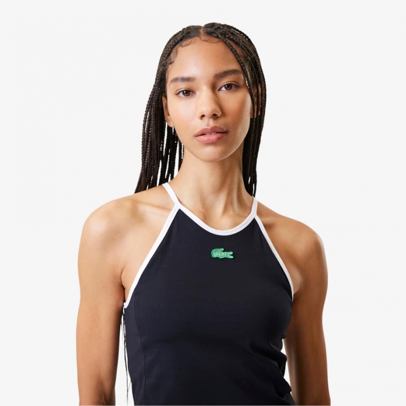 Women's Lacoste Lacoste x Bandier All Motion Colorblock Tank Top Black | JMF057432