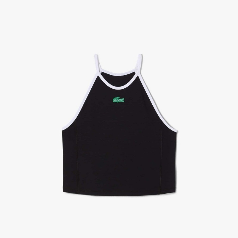 Women's Lacoste Lacoste x Bandier All Motion Colorblock Tank Top Black | JMF057432