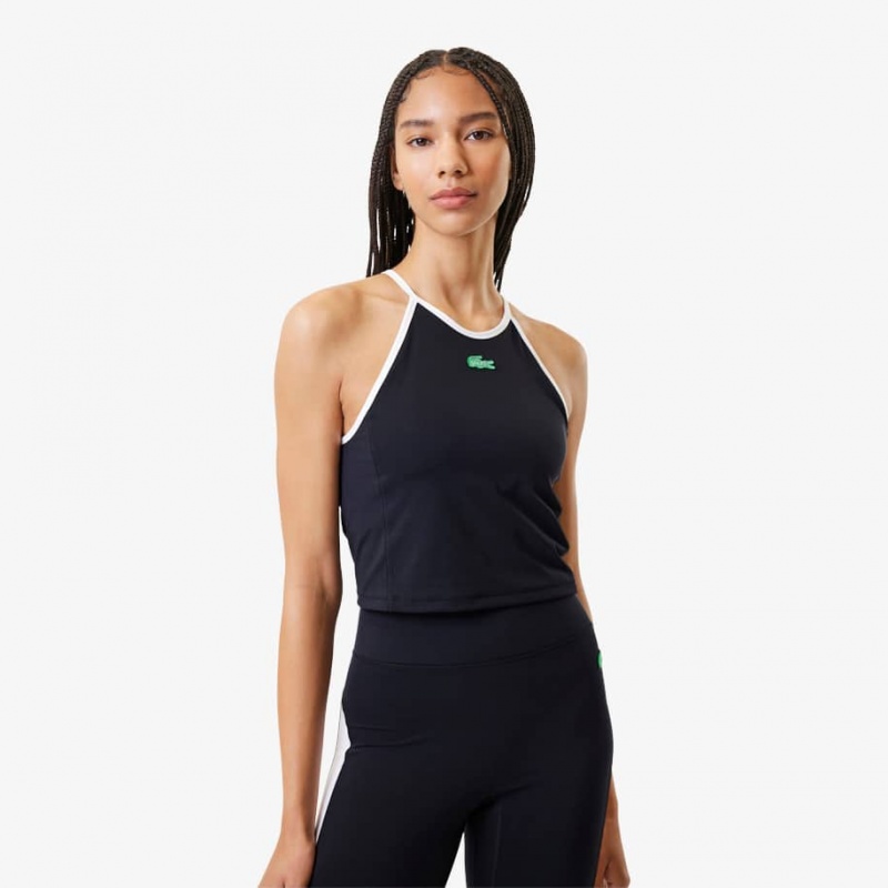 Women's Lacoste Lacoste x Bandier All Motion Colorblock Tank Top Black | JMF057432