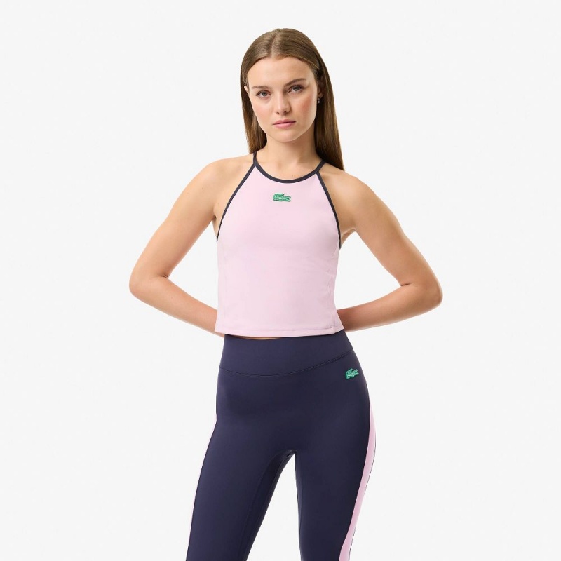 Women's Lacoste Lacoste x Bandier All Motion Colorblock Tank Top Pink | OSB912654