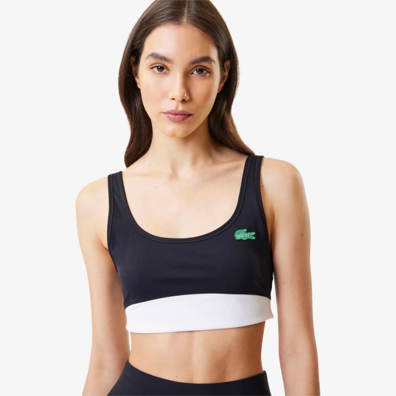 Women's Lacoste Lacoste x Bandier All Motion Colorblock Sports Bra Black | IKN187405