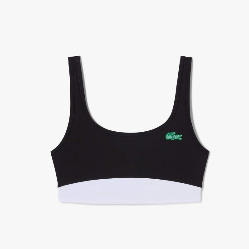 Women's Lacoste Lacoste x Bandier All Motion Colorblock Sports Bra Black | IKN187405