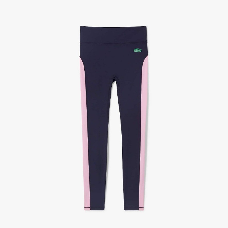 Women's Lacoste Lacoste x Bandier All Motion Colorblock Leggings Abysm blue | NFR723149