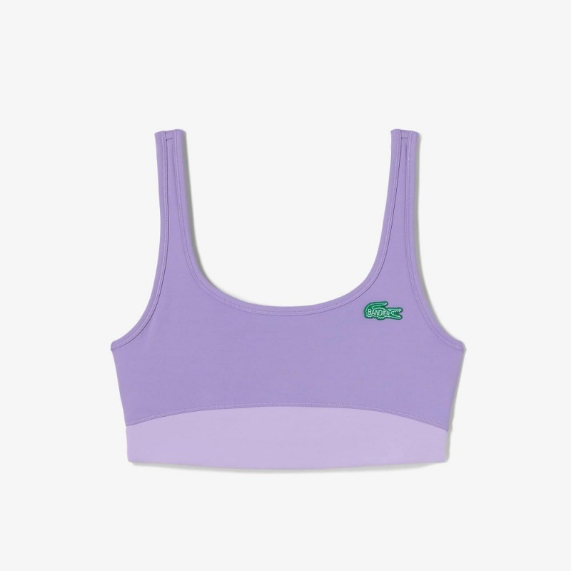 Women's Lacoste Lacoste x Bandier All Motion Colorblock Sports Bra Purple | VLS310728