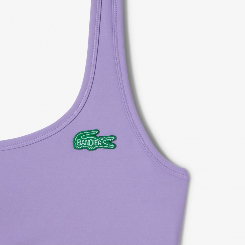 Women's Lacoste Lacoste x Bandier All Motion Colorblock Sports Bra Purple | VLS310728