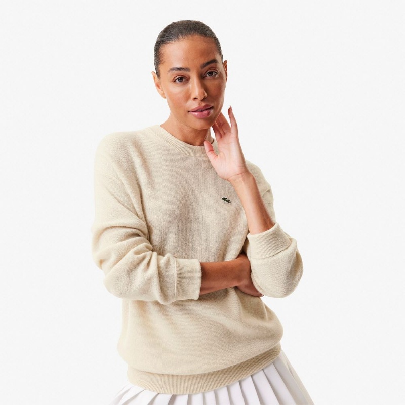 Women's Lacoste Lacoste x Bandier Cashmere Sweater White | HSV437056