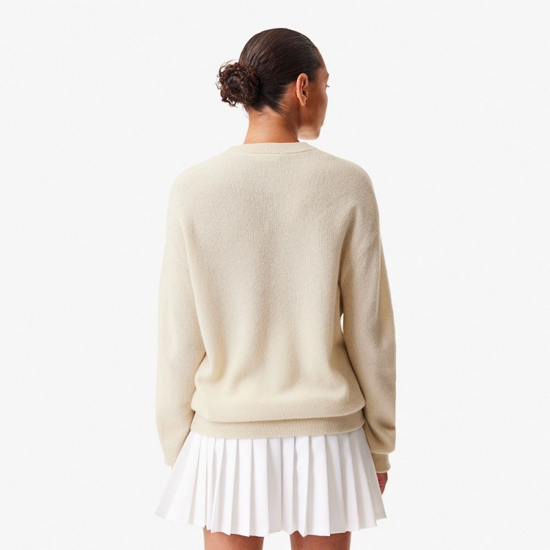 Women's Lacoste Lacoste x Bandier Cashmere Sweater White | HSV437056