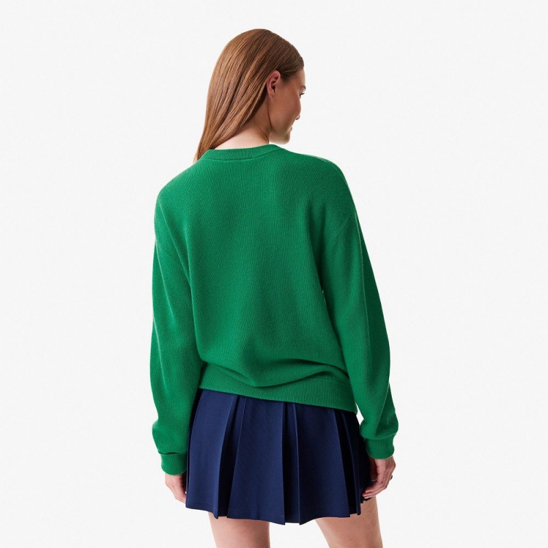 Women's Lacoste Lacoste x Bandier Cashmere Sweater Rocket Green | ZRB206174