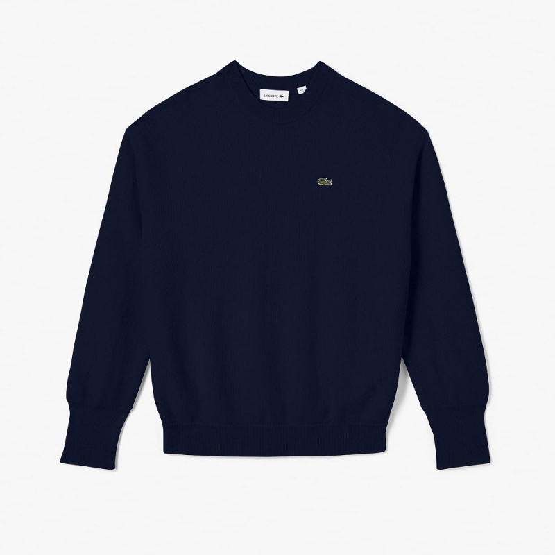 Women's Lacoste Lacoste x Bandier Cashmere Sweater Navy Blue | OJP249786