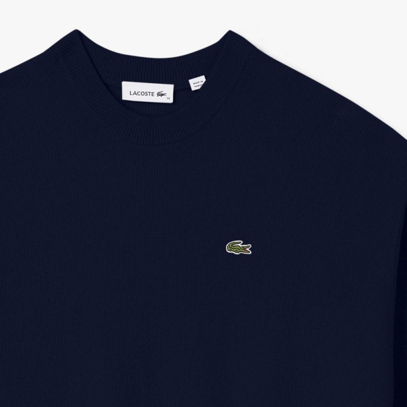 Women's Lacoste Lacoste x Bandier Cashmere Sweater Navy Blue | OJP249786