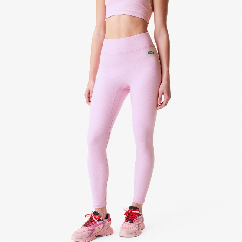 Women's Lacoste Lacoste x Bandier High-Waisted Leggings Pink | GCT301629