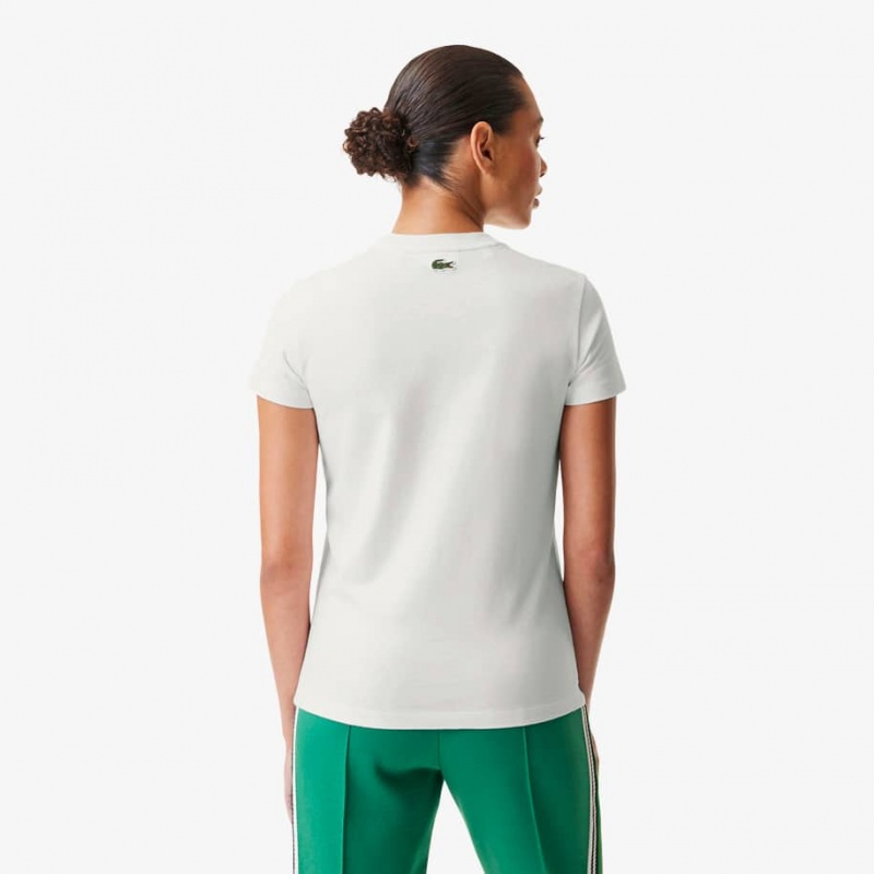 Women's Lacoste Lacoste x Bandier Jersey T-Shirt White Green | LAW875621