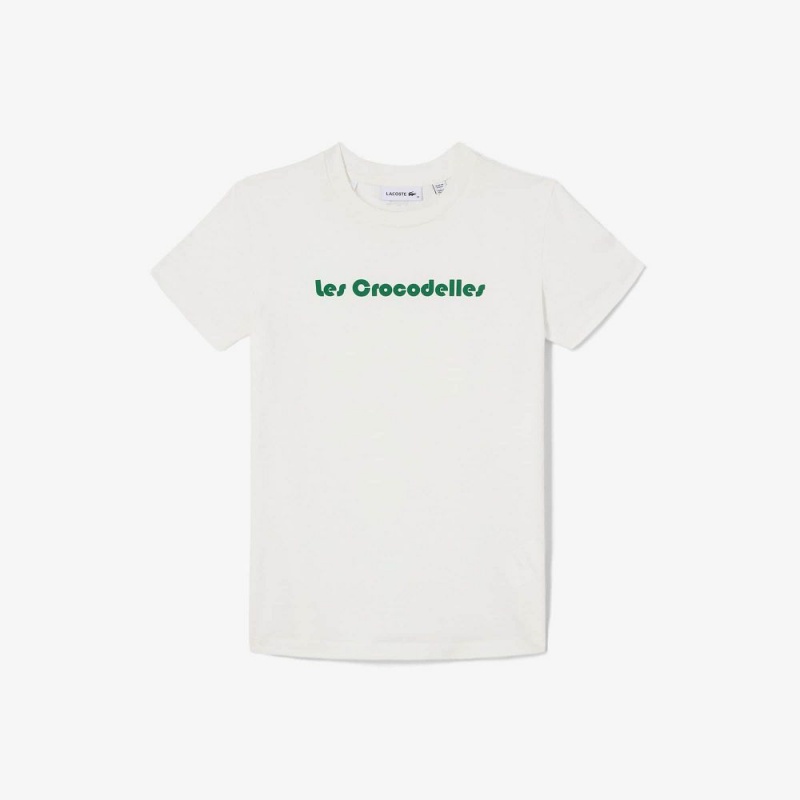 Women's Lacoste Lacoste x Bandier Jersey T-Shirt White Green | LAW875621