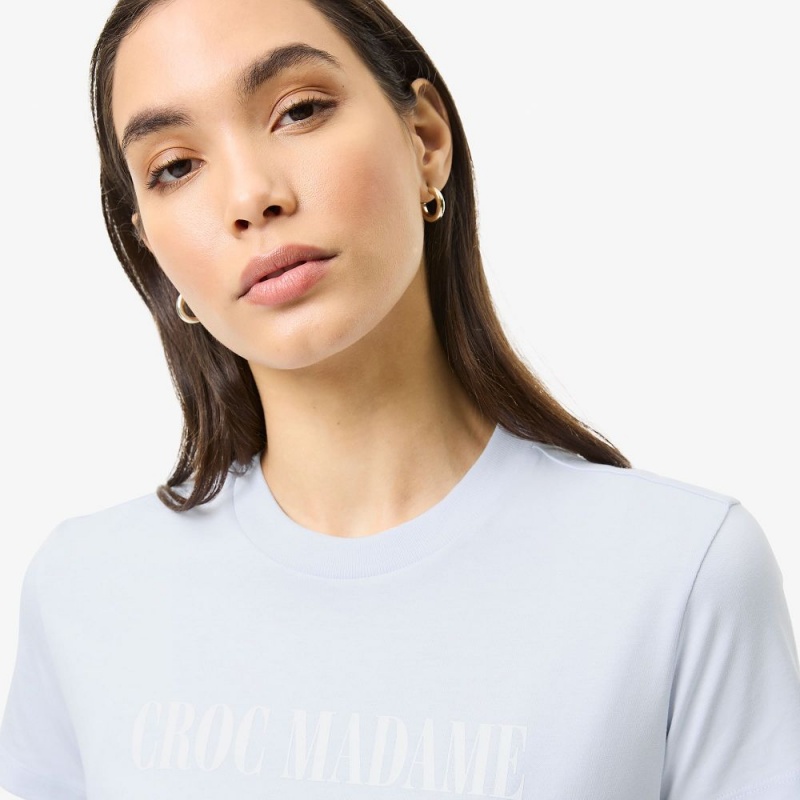 Women's Lacoste Lacoste x Bandier Jersey T-Shirt Light Blue White | GYR782654