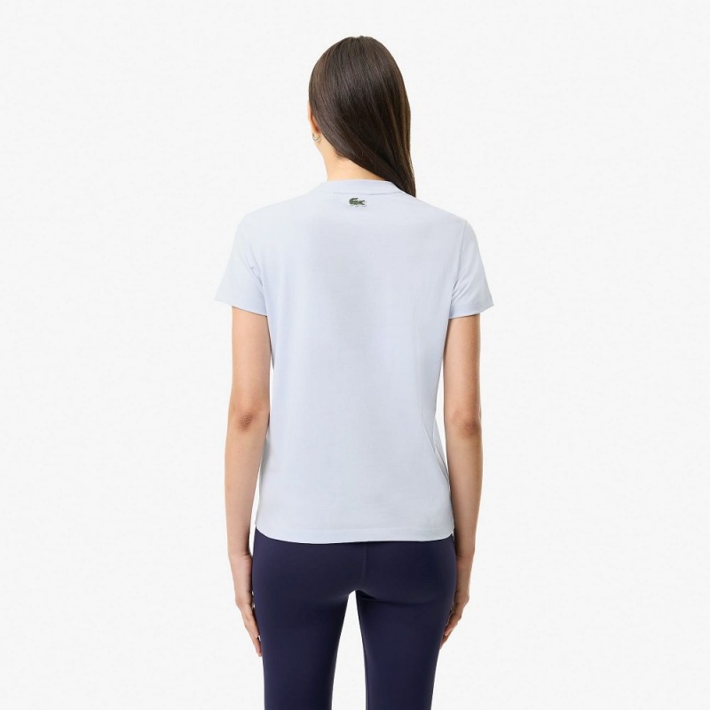 Women's Lacoste Lacoste x Bandier Jersey T-Shirt Light Blue White | GYR782654