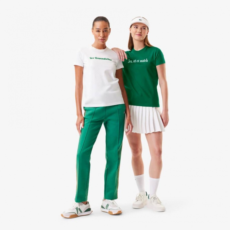 Women's Lacoste Lacoste x Bandier Jersey T-Shirt Green White | OHS406981