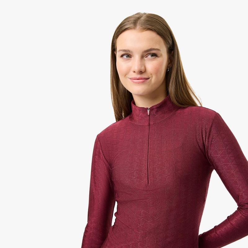 Women's Lacoste Lacoste x Bandier Monogram Print Half-Zip Sweatshirt Bordeaux | XBI982607