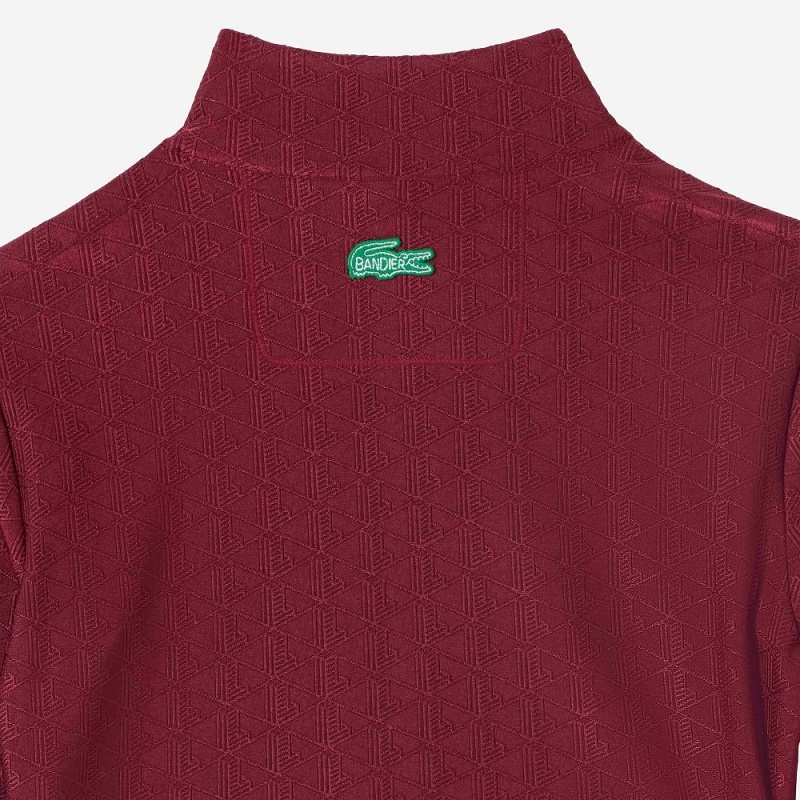 Women's Lacoste Lacoste x Bandier Monogram Print Half-Zip Sweatshirt Bordeaux | XBI982607