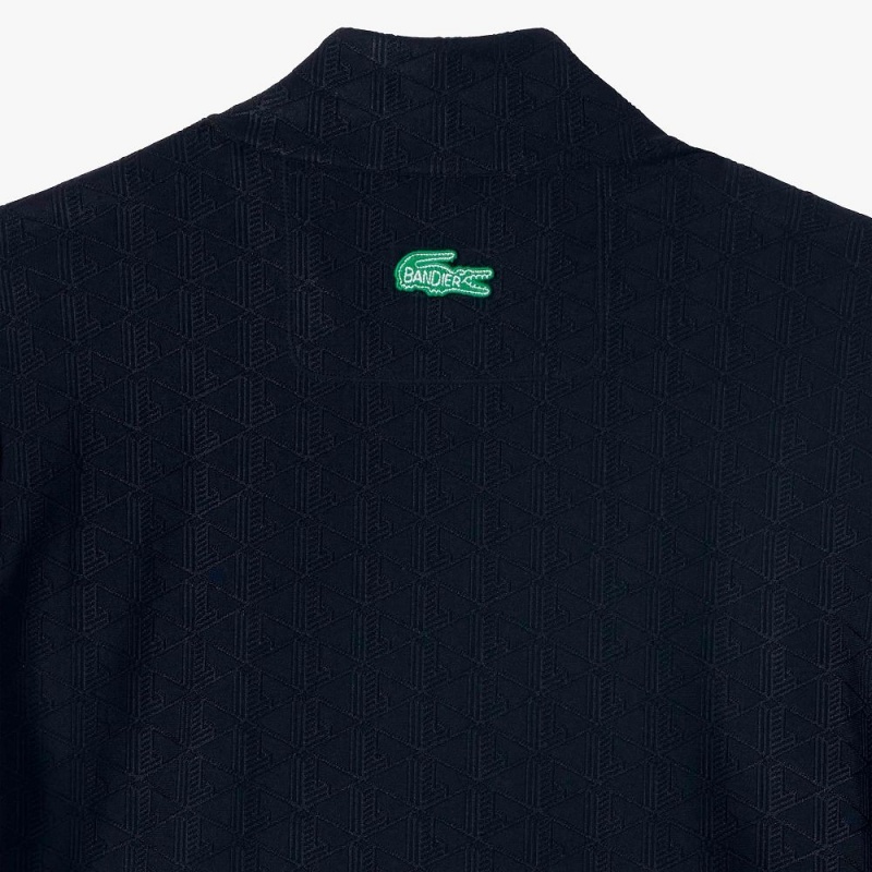 Women's Lacoste Lacoste x Bandier Monogram Print Half-Zip Sweatshirt Black | NFS836491