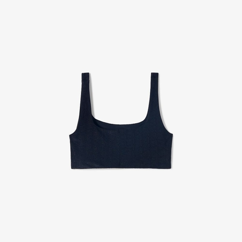 Women's Lacoste Lacoste x Bandier Monogram Print Sports Bra Black | FDB105984