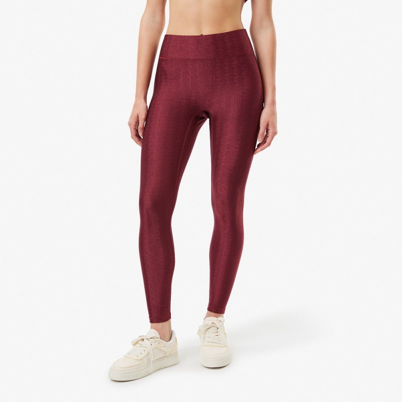 Women's Lacoste Lacoste x Bandier Monogram Print Leggings Bordeaux | NCI518649