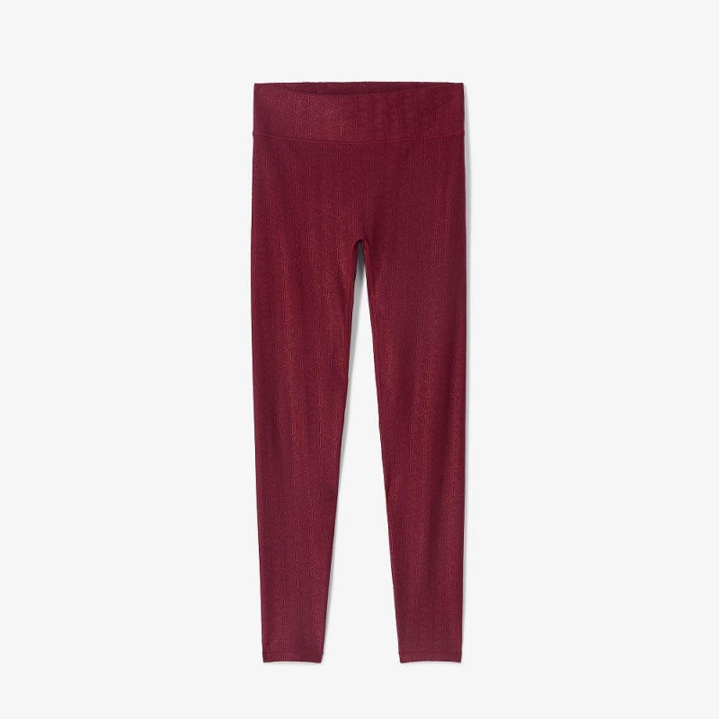 Women's Lacoste Lacoste x Bandier Monogram Print Leggings Bordeaux | NCI518649