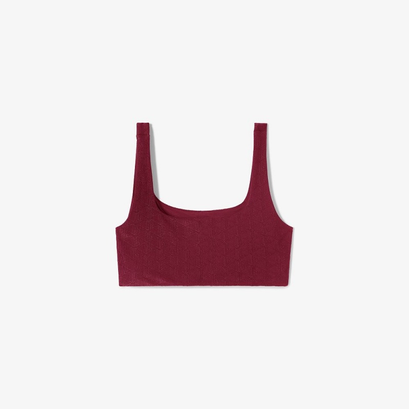 Women's Lacoste Lacoste x Bandier Monogram Print Sports Bra Bordeaux | XHI079268