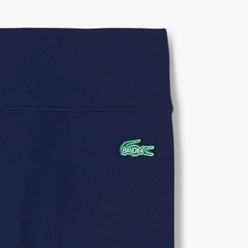 Women's Lacoste Lacoste x Bandier Ribbed Leggings Navy Blue | IZV358142