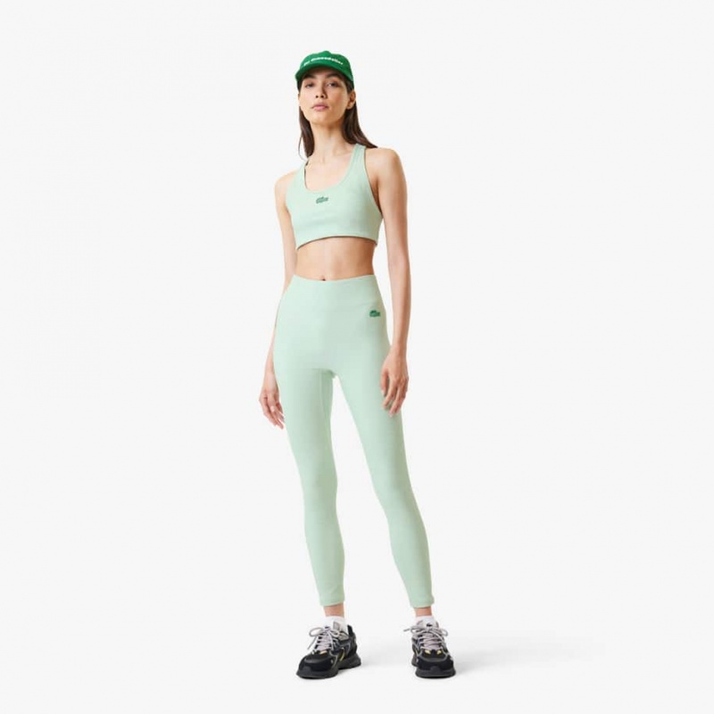 Women's Lacoste Lacoste x Bandier Ribbed Sports Bra Green | JDR294076