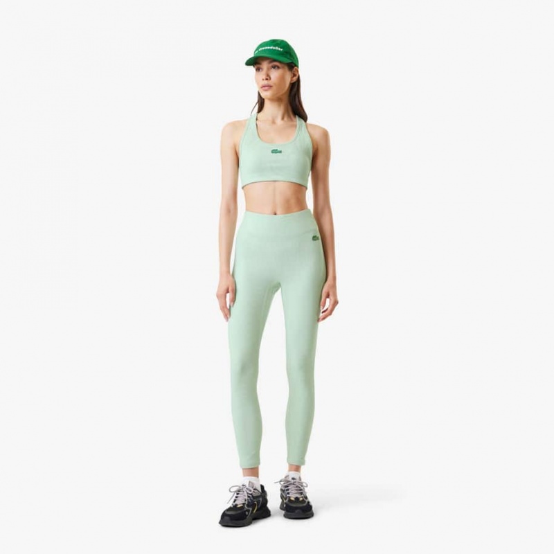 Women's Lacoste Lacoste x Bandier Ribbed Sports Bra Green | JDR294076