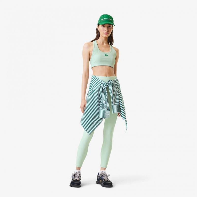 Women's Lacoste Lacoste x Bandier Ribbed Sports Bra Green | JDR294076