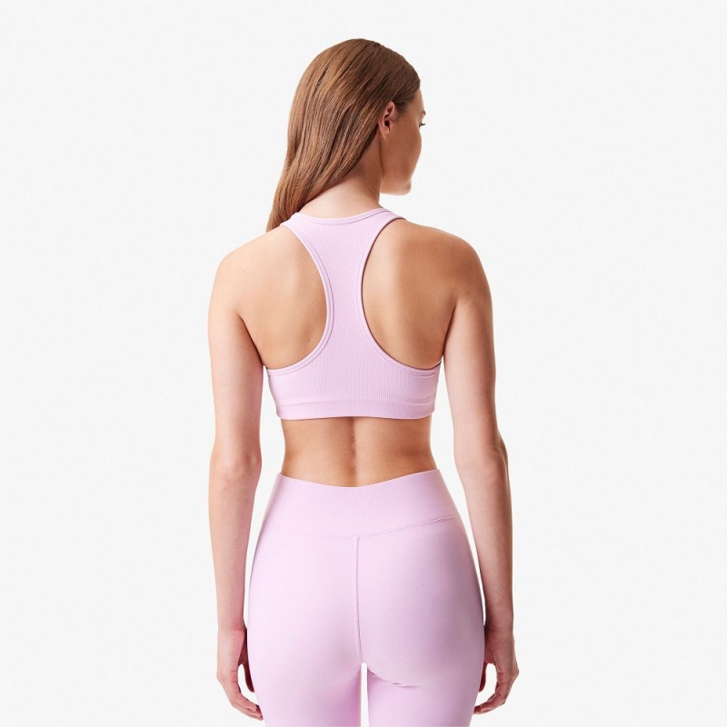 Women's Lacoste Lacoste x Bandier Ribbed Sports Bra Pink | IBJ413269