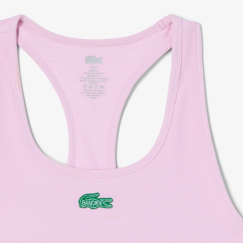 Women's Lacoste Lacoste x Bandier Ribbed Sports Bra Pink | IBJ413269