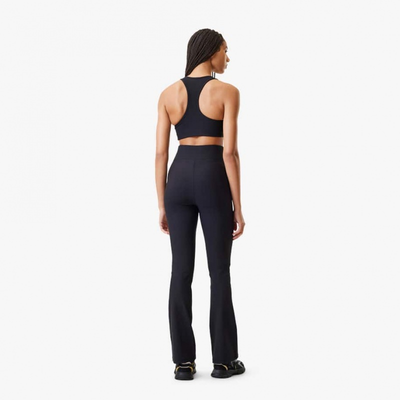 Women's Lacoste Lacoste x Bandier Ribbed Sports Bra Black | ALM065239