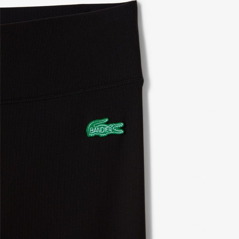 Women's Lacoste Lacoste x Bandier Ribbed Leggings Black | TDO504172