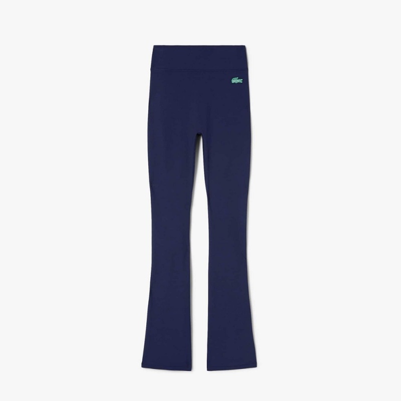 Women's Lacoste Lacoste x Bandier Ribbed Flare Pants Navy Blue | CKB091736