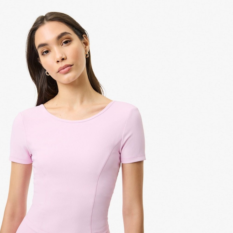 Women's Lacoste Lacoste x Bandier Short Sleeve Tank Top Pink | PXA486157