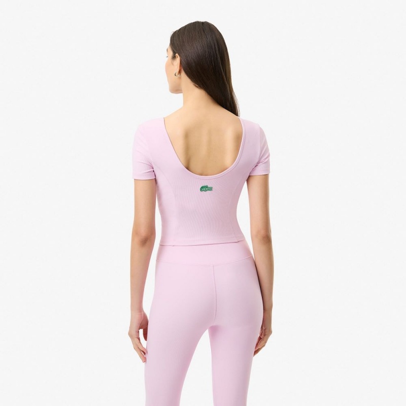 Women's Lacoste Lacoste x Bandier Short Sleeve Tank Top Pink | PXA486157