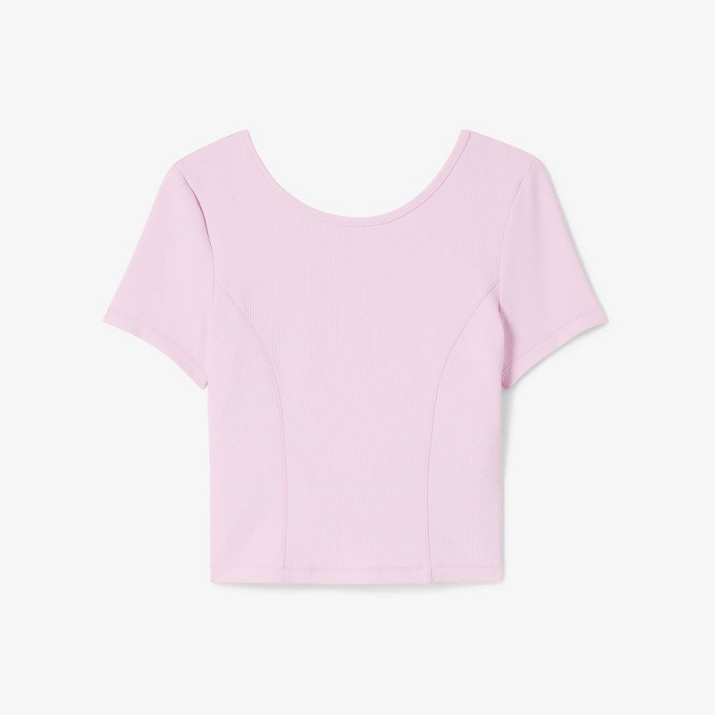 Women's Lacoste Lacoste x Bandier Short Sleeve Tank Top Pink | PXA486157