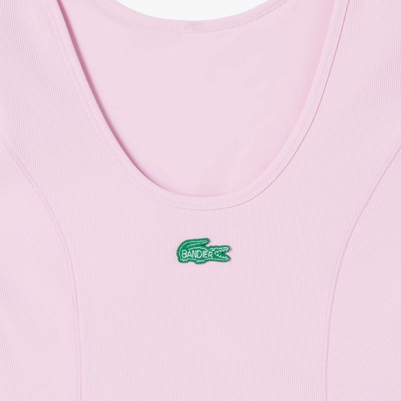 Women's Lacoste Lacoste x Bandier Short Sleeve Tank Top Pink | PXA486157