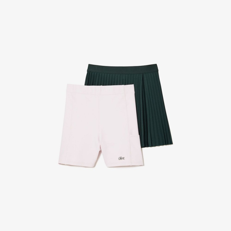 Women's Lacoste Lacoste x EleVen by Venus Pleated Tennis Skirt Dark Green Light Pink | PNC713659