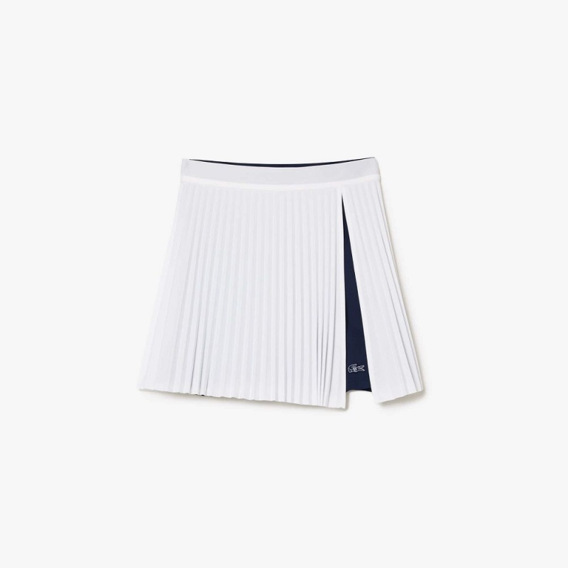 Women's Lacoste Lacoste x EleVen by Venus Pleated Tennis Skirt White Navy Blue | HDZ894157