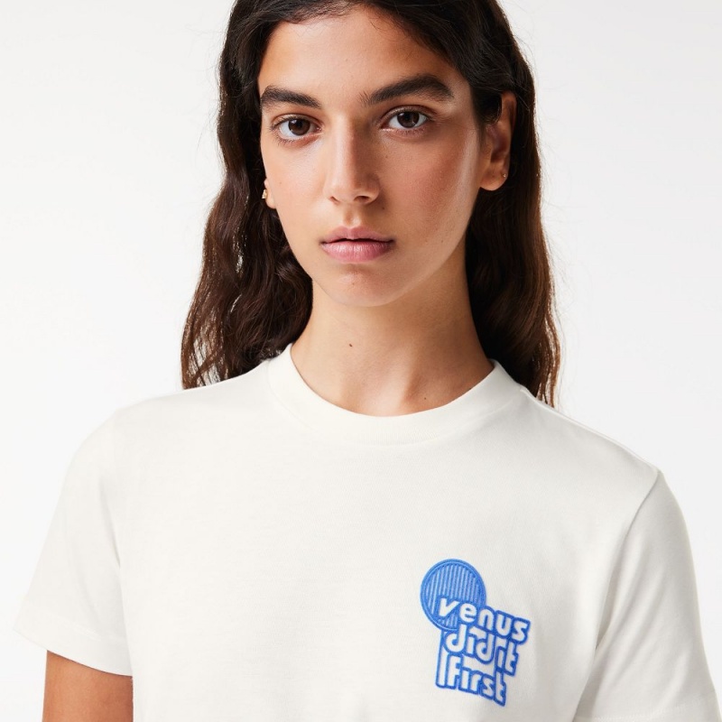 Women's Lacoste Lacoste x EleVen by Venus Cotton T-Shirt White | RXD641873