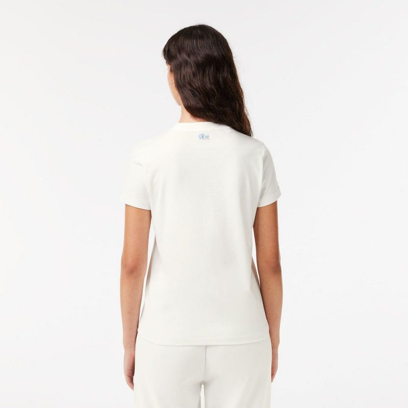 Women's Lacoste Lacoste x EleVen by Venus Cotton T-Shirt White | RXD641873