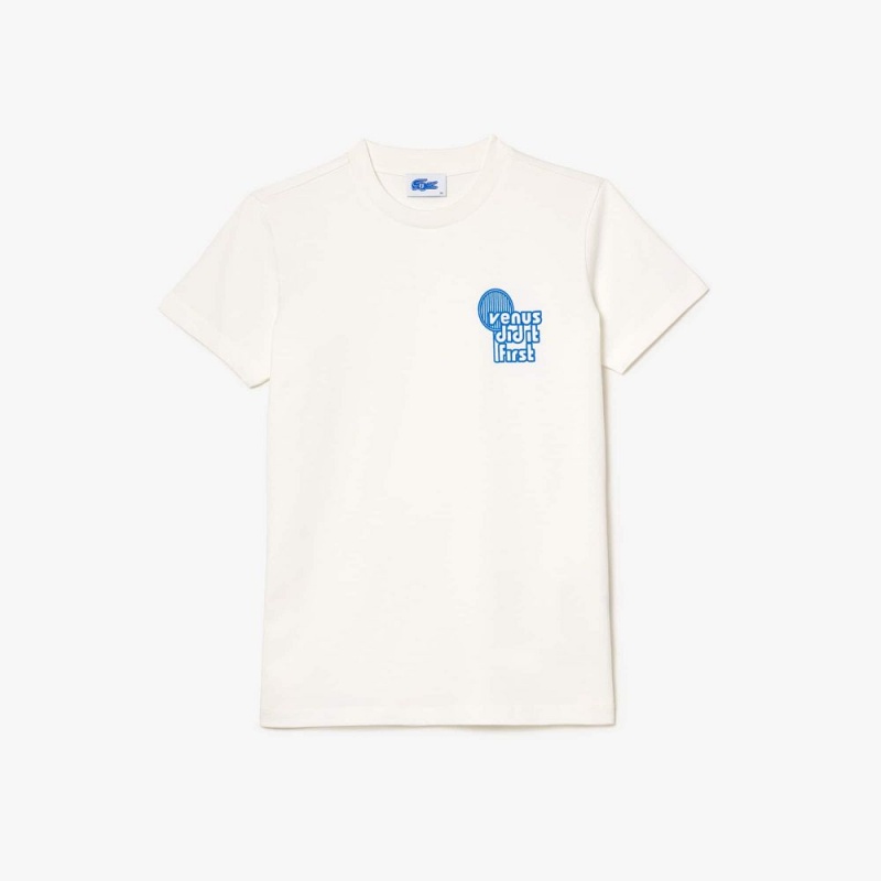 Women's Lacoste Lacoste x EleVen by Venus Cotton T-Shirt White | RXD641873