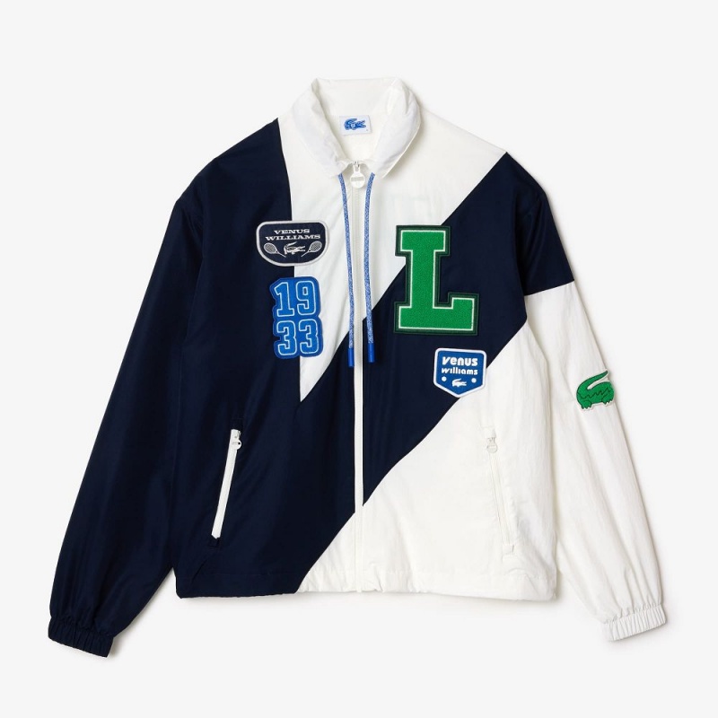 Women's Lacoste Lacoste x EleVen by Venus Oversized Track Jackets White Navy Blue | STE906153