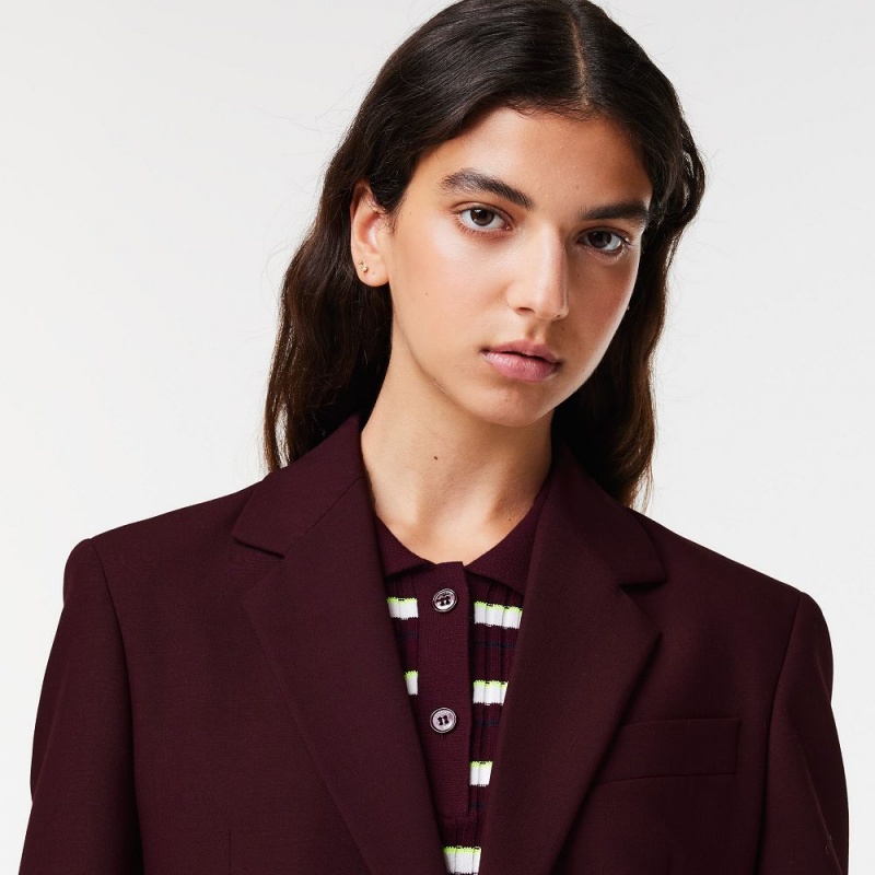 Women's Lacoste Lacoste x EleVen by Venus Stretch Wool Blazer Jackets Bordeaux | AIX913567