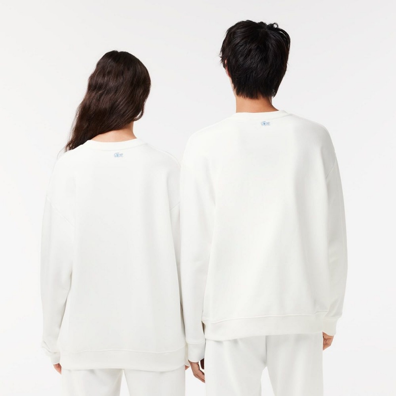 Women's Lacoste Lacoste x EleVen by Venus Oversized Fleece Sweatshirt White | GVT378410