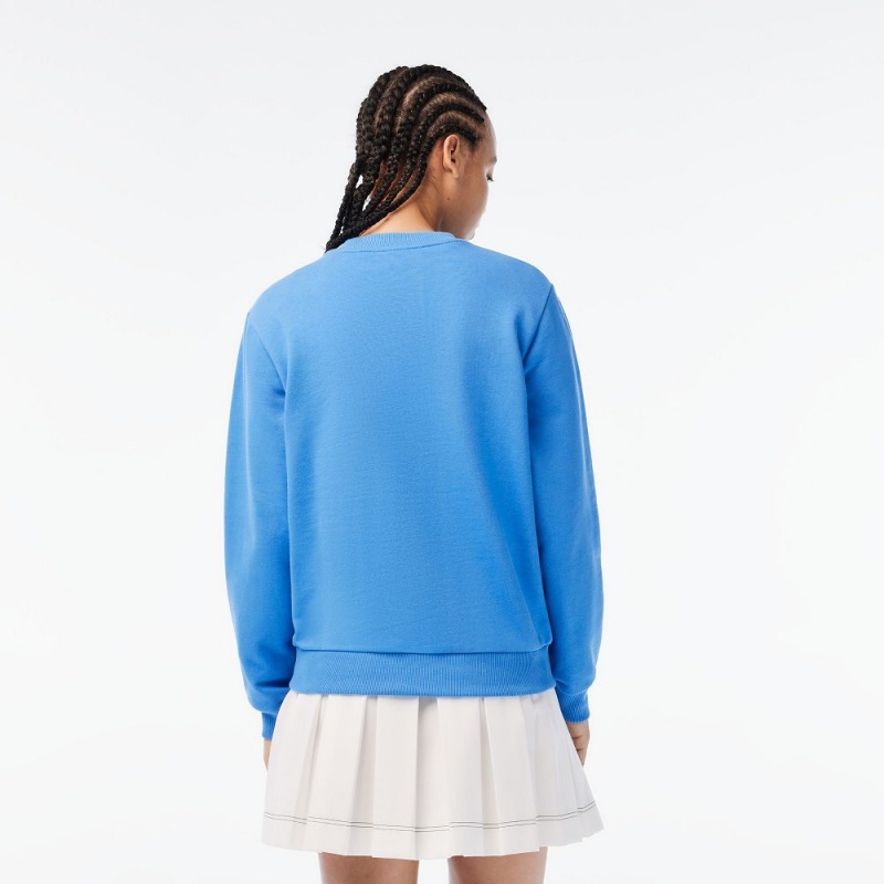 Women's Lacoste Lacoste x Netflix Loose Fit Organic Cotton Fleece Sweatshirt Ethereal blue | QEC462073